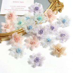 仿真雪莉紗花假花 飾輔料 帽裝 diy手工古風(fēng)發(fā)飾胸花配件材料服飾鞋