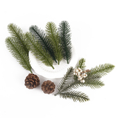 仿真三叉松针 diy手工花环材料 饰拍摄摆件 假植物 圣诞节日氛围装