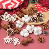 圣诞花环材料包 饰配件 仿真松针棉花发财果红果diy手工圣诞花环装