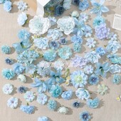 蓝色系混搭仿真花 diy手工材料包手作簪花头饰花环发簪裙撑装 饰