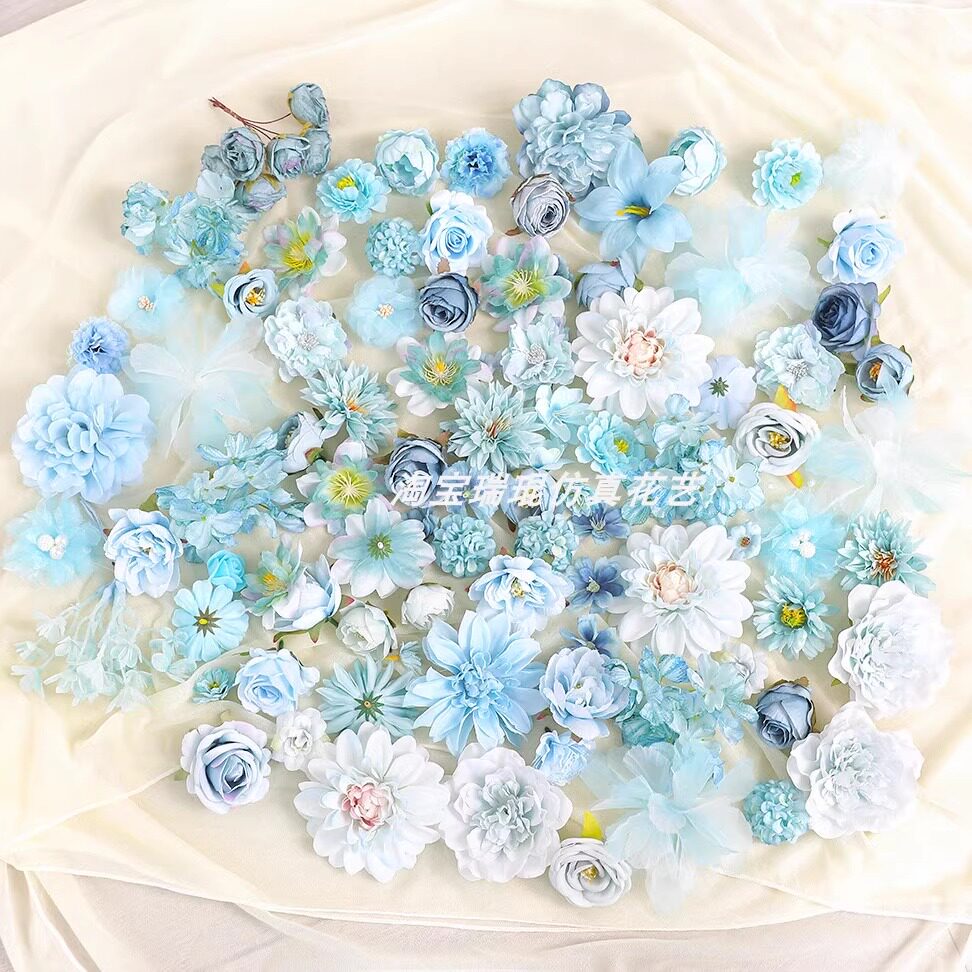 蓝色系仿真花假花绢花DIY手工材料 簪花古风汉服发饰服饰装饰配件,家居饰品,仿真花/假花,淘宝优惠券,粉丝福利购,淘宝优惠卷