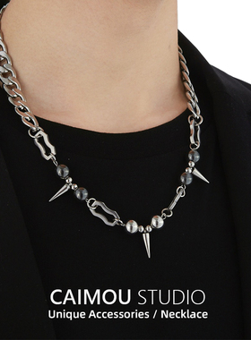 CAIMOU原创设计朋克哥特暗黑风项链男潮钛钢嘻哈小众高级拽姐痞帅