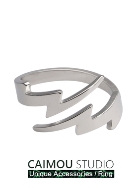 CAIMOU闪电款戒指男女潮钛钢开口时尚个性简约暗黑系指环情侣尾戒