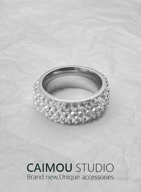 CAIMOU 欧美街头古巴满钻戒指男女ins潮嘻哈个性单身食指大码指环