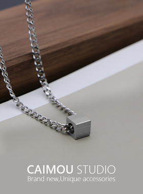 CAIMOU 王一博同款几何项链男潮女夏ins嘻哈原创钛钢配饰小吊坠链