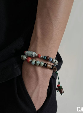 CAIMOU国风蓝瓷手串民族风小众设计感复古木珠古风手链女小众手饰