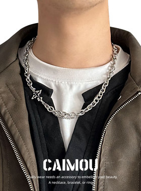 CAIMOU暗黑项链男十字架吊坠钛钢