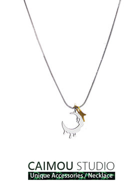 欧美星月星辰流苏项链男高级小众