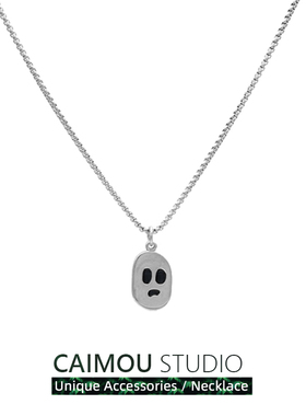 CAIMOU万圣节小众设计幽灵鬼脸个性钛钢吊坠嘻哈项链男女潮不掉色