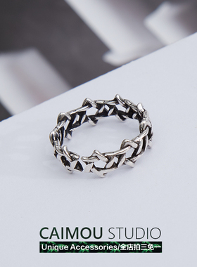 CAIMOU 罗马六芒星戒指男潮韩ins女小众设计高级感情侣冷淡风对戒