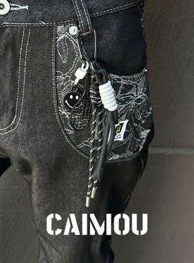 CAIMOU黑色网球裤链男士个性饰品