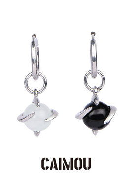CAIMOU原创龙珠耳环钛钢耳扣男耳骨夹女假耳夹耳坠学生男士假耳钉