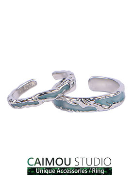 深海冰蓝戒指小众设计高级感男