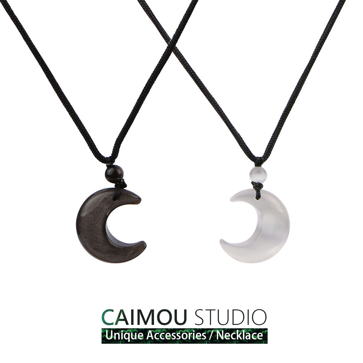 黑白月亮！银耀石高级感编织项链