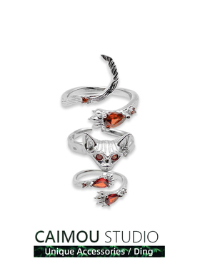 橘猫开口戒合金材质橘猫