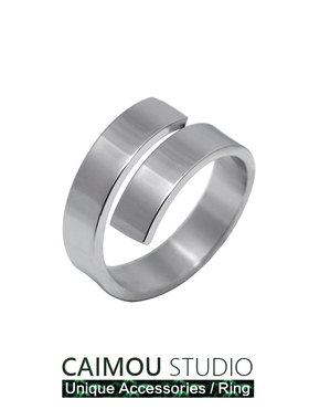 CAIMOU百搭款戒指男女潮钛钢开口时尚个性简约暗黑系指环情侣尾戒