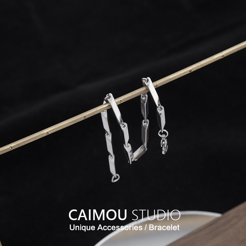 CAIMOU 菱形瓜子简约ins冷淡风手链男女潮流百搭韩版手饰情侣手环