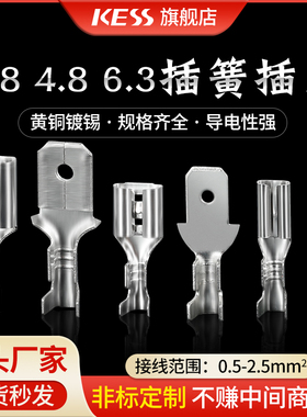 6.3/4.8/2.8插簧插片护套冷压接线端子插拔式公母对接插头连接线
