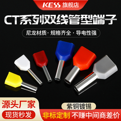CT210008双线欧式管型端子 TE1008冷压针形接线端子 尼龙 1000只
