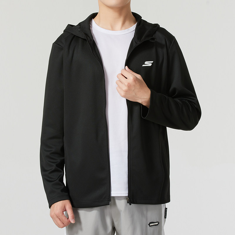 斯凯奇男装运动服春秋款针织连帽外套情侣款时尚休闲夹克外搭上衣