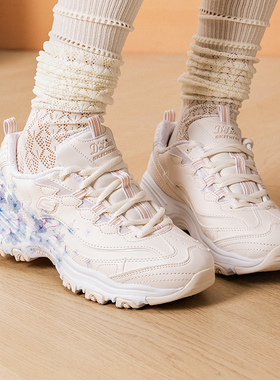 斯凯奇女士花花熊猫鞋冬季新款轻盈舒适厚底休闲鞋老爹鞋女150530