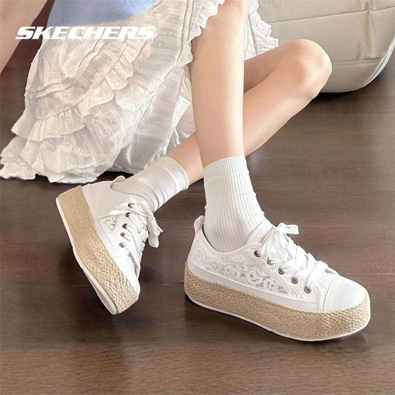 斯凯奇女鞋板鞋2026新款夏季轻便透气低帮休闲鞋蕾丝帆布鞋小白鞋,女鞋,时尚休闲鞋,淘宝优惠券,粉丝福利购,淘宝优惠卷