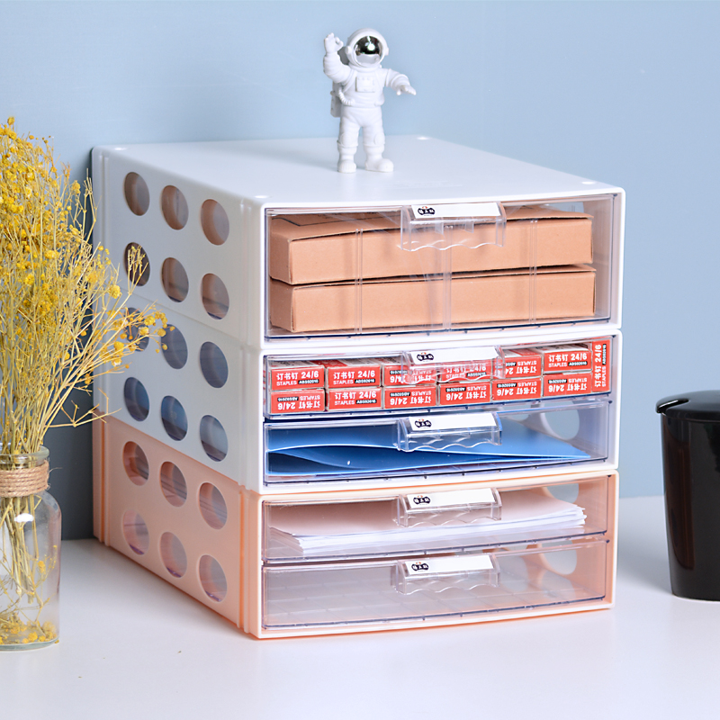 腾正跃a4办公桌多层透明收纳盒