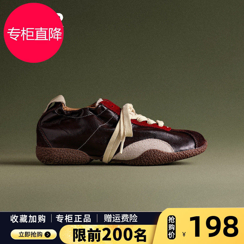 ZHR则则赤足德训鞋女款2026新款秋季复古牛皮内增高宽楦运动鞋