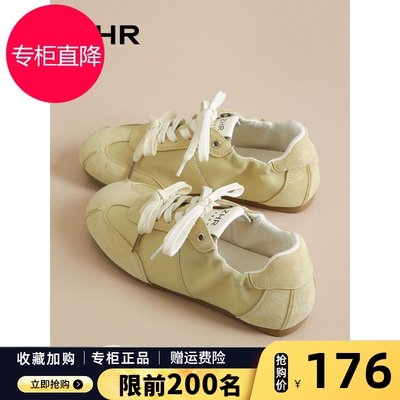 ZHR则则芭蕾德训鞋女2026春季新款透气薄底运动休闲鞋真皮阿甘鞋