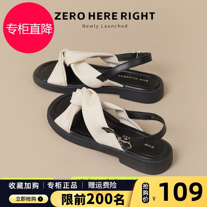 ZHR则则平底凉鞋女款夏季外穿2026新款一字带罗马鞋防滑沙滩拖鞋图片