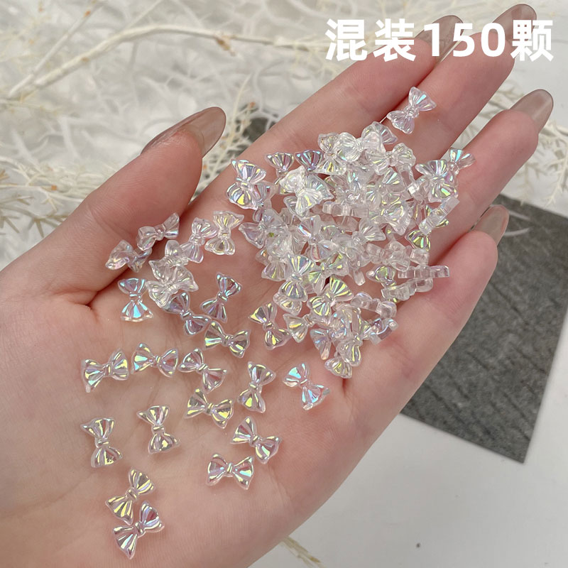 美甲极光蝴蝶结饰品幻彩立体钻饰
