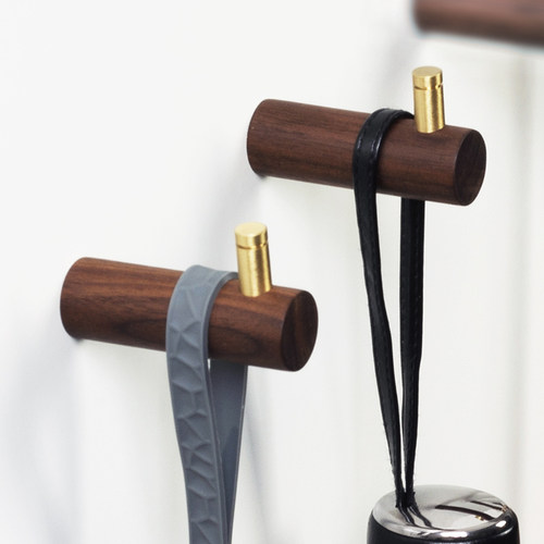 实木衣服挂钩进门玄关黄铜挂衣钩木质挂衣架壁挂墙上门后墙壁粘钩
