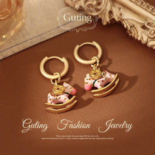 古婷新中式木马耳坠耳环女设计感小众耳饰2026新款爆款高级感耳钉