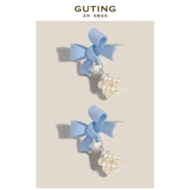 Guting Gu Ting suit summer Pearl bow Earrings fresh Sen family Hearts Ear Studs new patternin the Accessories/Fashion Jewelry, Earring , Earrings  category - from Buy2taobao.com to provide professional Taobao agent buy service