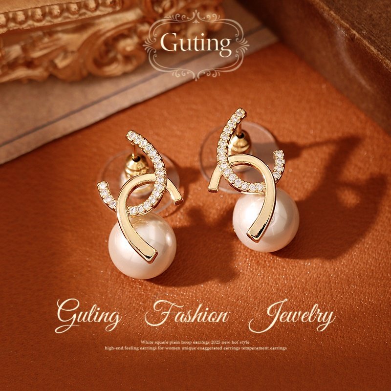 古婷金色双C珍珠耳环女高级感轻奢耳饰2026新款爆款耳钉独特漂亮,饰品/流行首饰/时尚饰品新,耳环,淘宝优惠券,粉丝福利购,淘宝优惠卷