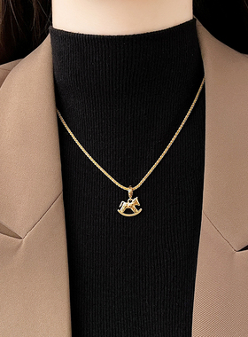 古婷金色碎碎冰小马项链高级感