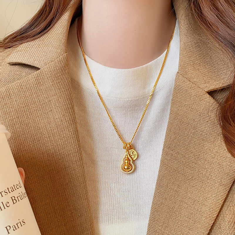 古婷古法沙金微镶葫芦项链女2026新款轻奢小众秋冬毛衣链衣服配饰,饰品/流行首饰/时尚饰品新,项链,淘宝优惠券,粉丝福利购,淘宝优惠卷