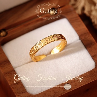 古婷沙金开口吉言旺财戒指女2026年新款爆款高级感尾戒巨好看指环