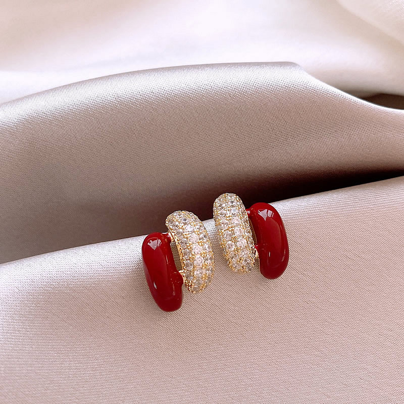 古婷红色C圈耳环女2025新款爆款耳钉轻奢高级感气质大气秋冬耳饰,饰品/流行首饰/时尚饰品新,耳环,淘宝优惠券,粉丝福利购,淘宝优惠卷