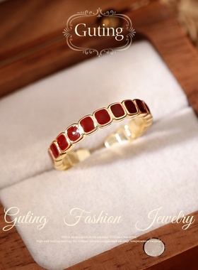 古婷安可拉红色开口戒指高级感