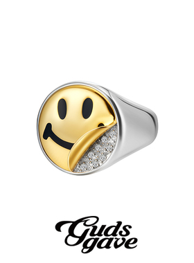 GUDS GAVE原创设计嘻哈笑脸戒指食指戒情侣戒指环潮牌ins小众设计