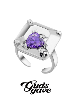 GUDS GAVE上帝礼物爱心撞击假宝石甜辣中性戒指女时尚个性ns潮酷