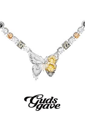 GUDS GAVE上帝礼物蝴蝶宝石高级感原创设计项链欧美男女嘻哈潮