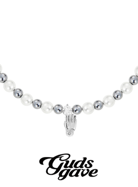 GUDS GAVE赛博朋克未来感嘻哈款空山基机械手拿钻潮ins珍珠项链