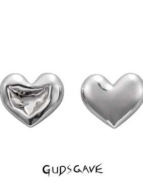 GUDS GAVE爱心耳钉简约个性小众原创设计师情侣耳钉925纯银耳饰