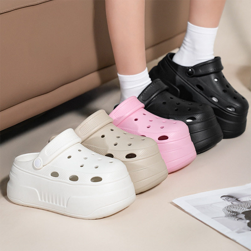 2025新款厚底EVA踩屎感洞洞鞋 夏季沙滩潮流ins风增高diy配饰女拖,流行男鞋,包头拖,淘宝优惠券,粉丝福利购,淘宝优惠卷