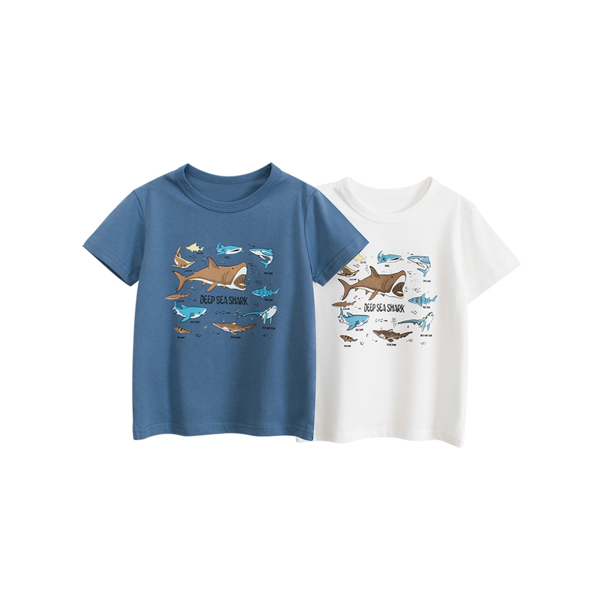 27kids童装韩版2025新款儿童短袖T恤 男孩宝宝鲨鱼衣服打底衫