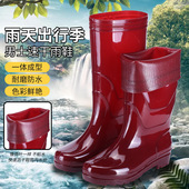速干高筒防水鞋 耐酸碱防滑套鞋 茶色无内里雨鞋 雨靴男成人工作胶鞋