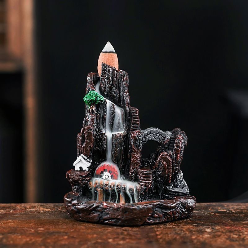 倒流香炉工艺风水摆件 树脂陶瓷假山茶道檀香创意回流云香薰炉