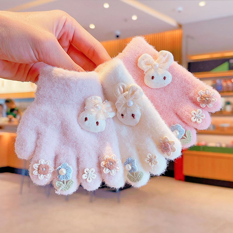 宝宝手套0-3岁婴幼儿可爱保暖分指五指套女童小孩冬天儿童小手套